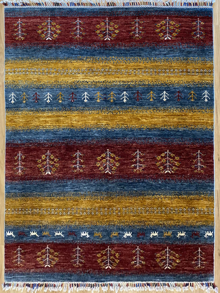 Afghan Turkaman weave in Modern Gabbeh design 200x143cm | Rug# 26027