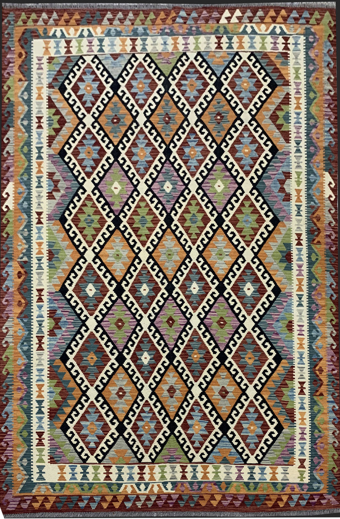 Hand-woven Maimaneh flatweave Kilim 295x204cm | Rug# 26083