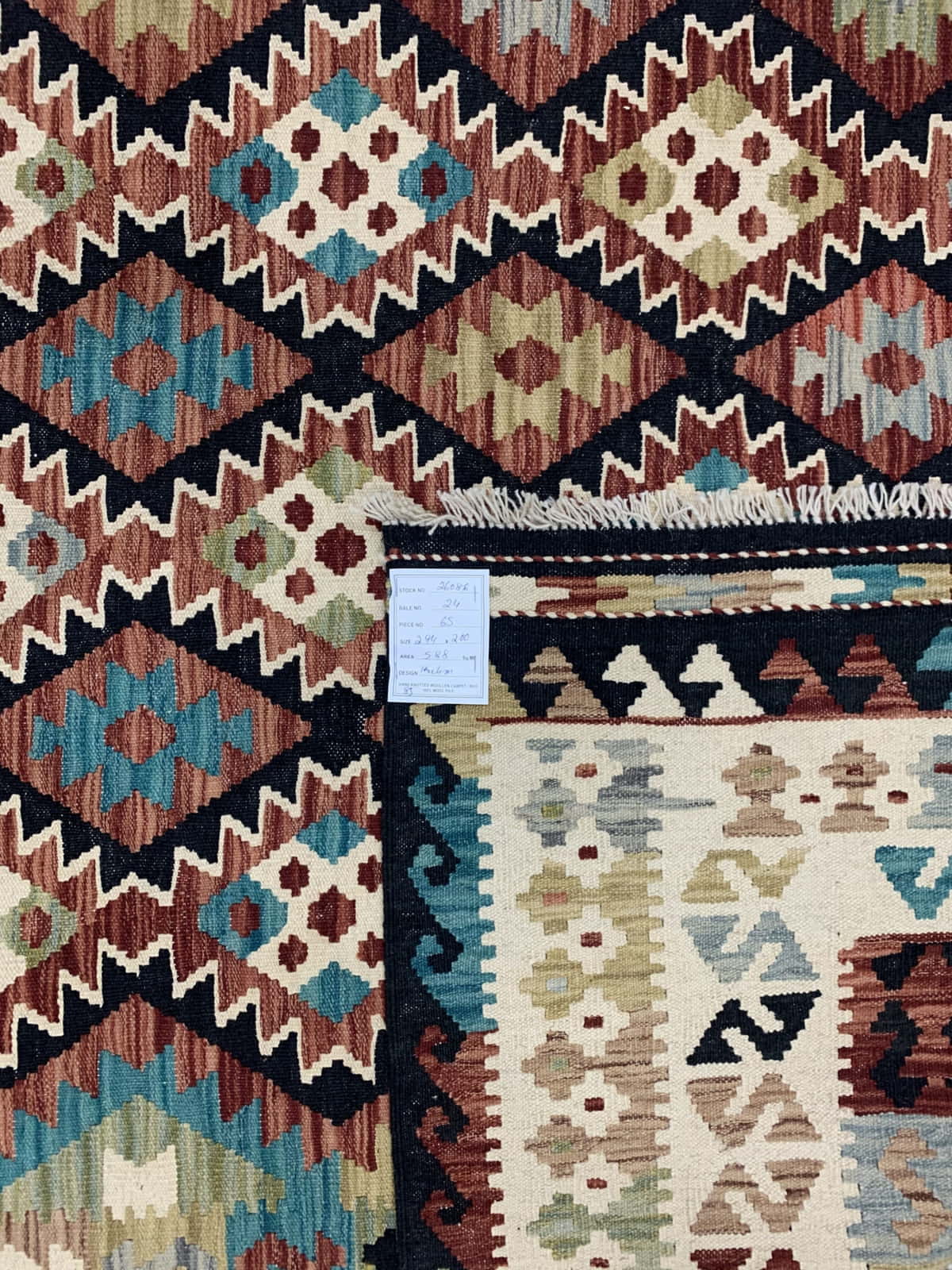 Hand-woven Afghan Flatweave Kilim 294x200cm | Rug# 26086
