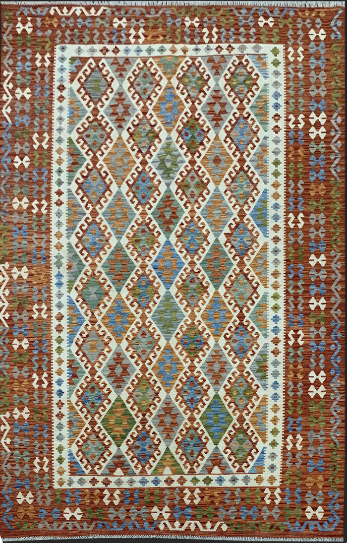 Hand-woven Afghan Maimaneh Flatweave Kilim 296x210cm | Rug# 26087