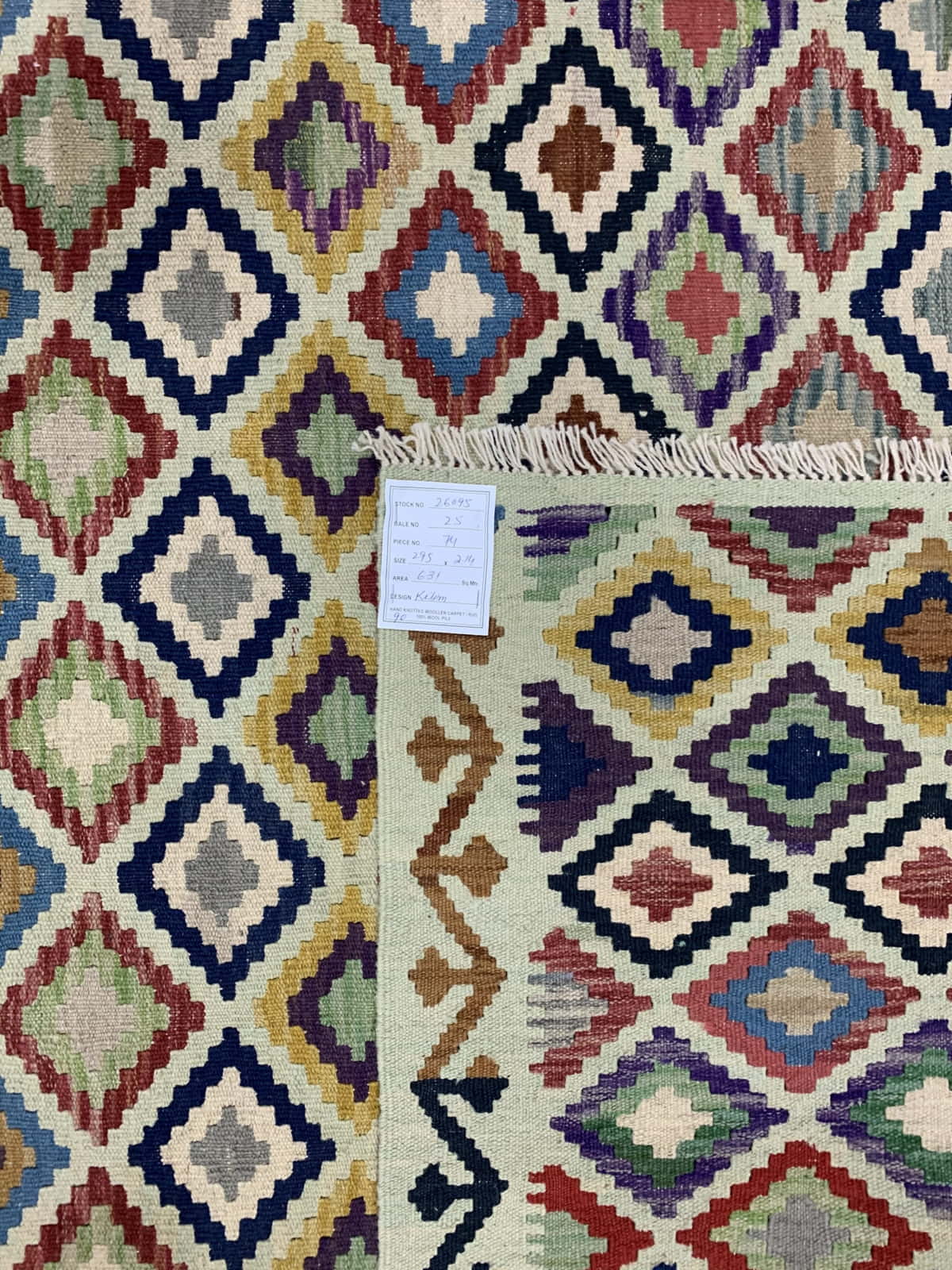 Hand-woven Afghan Flatweave Kilim 295x214cm | Rug# 26095