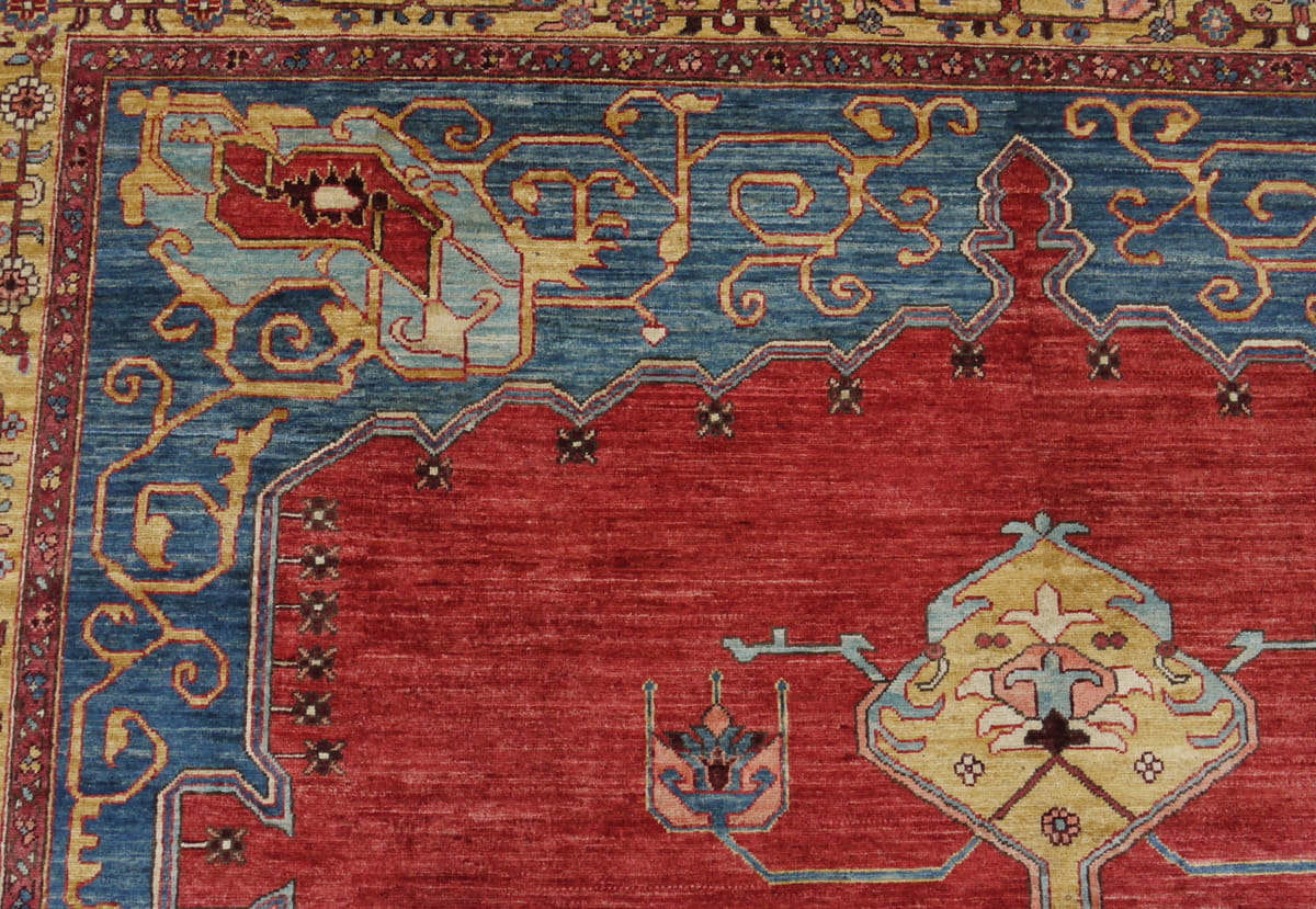 Afghan Turkaman Weave, 17th century Ottoman Oushak design 364x272cm | Rug# 26323