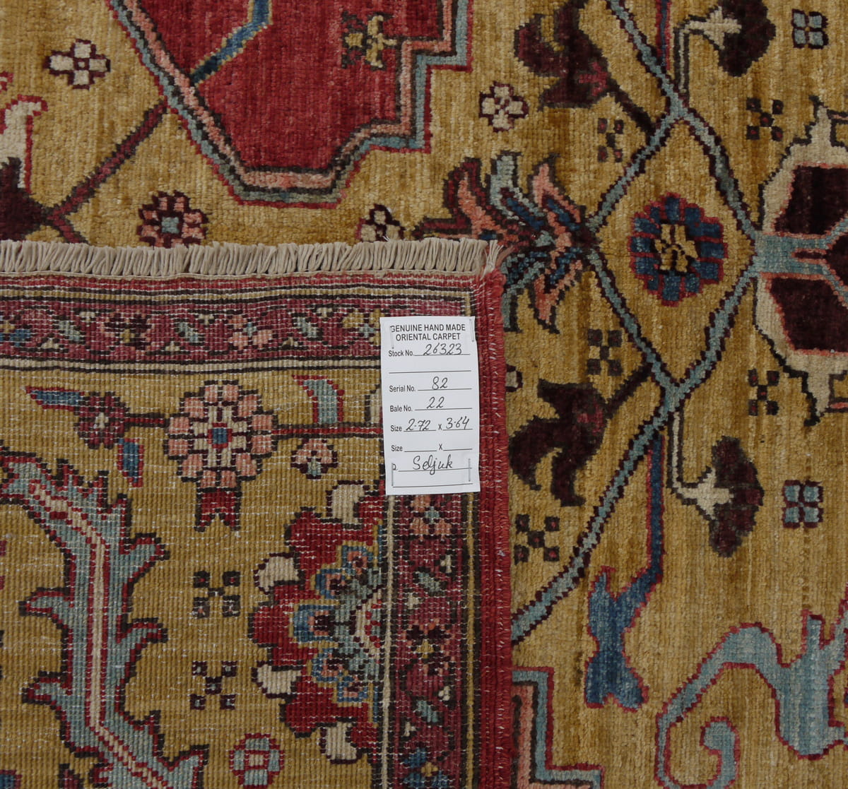Afghan Turkaman Weave, 17th century Ottoman Oushak design 364x272cm | Rug# 26323