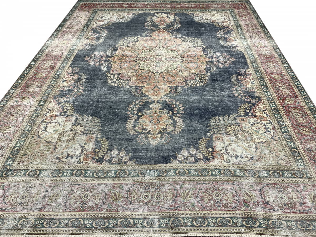 Vintage and Distressed Tabriz, Persia 357x281cm | Rug# 26464