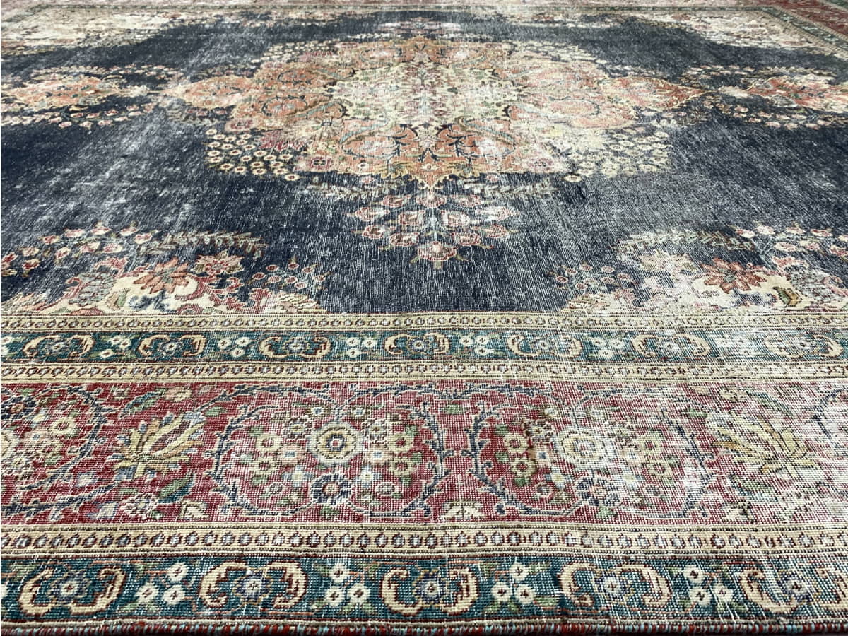 Vintage and Distressed Tabriz, Persia 357x281cm | Rug# 26464