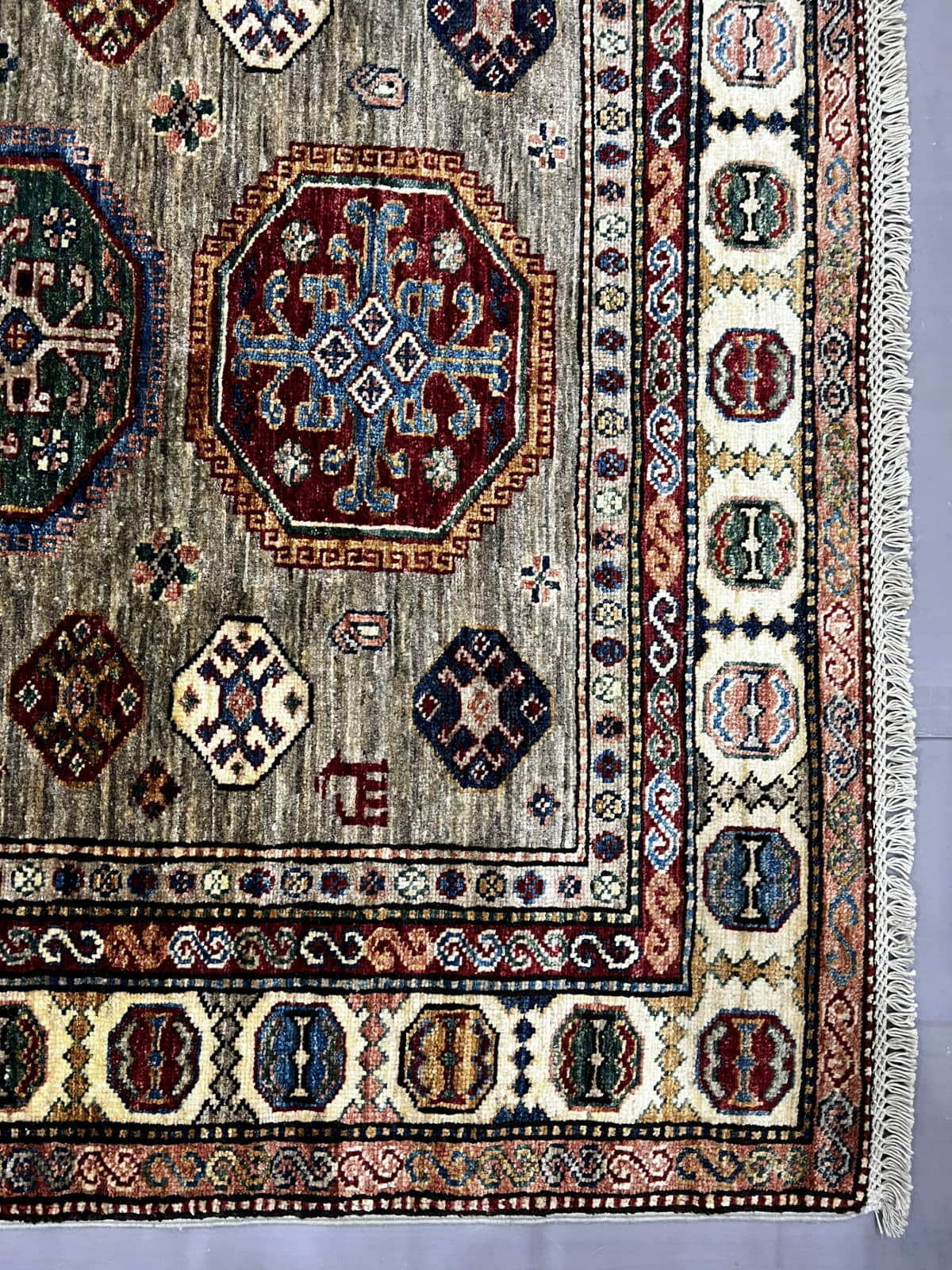 Afghan Chechen Weave in 19th century Kazak design 196x127cm | Rug# 26484