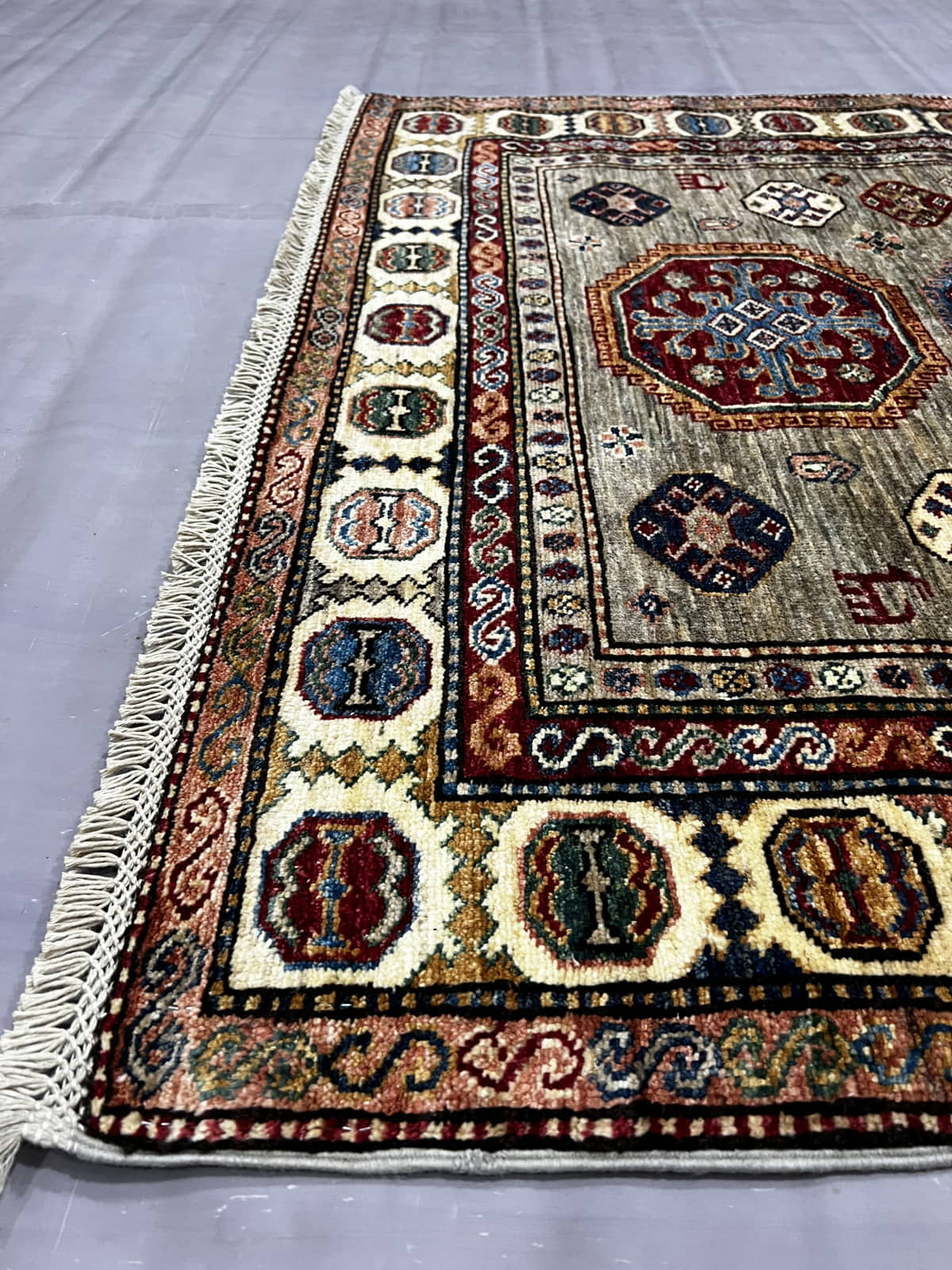 Afghan Chechen Weave in 19th century Kazak design 196x127cm | Rug# 26484