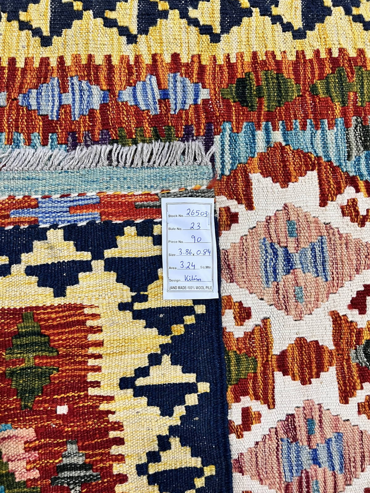 Hand-woven Afghan Kilim Runner 386x84cm | Rug# 26503
