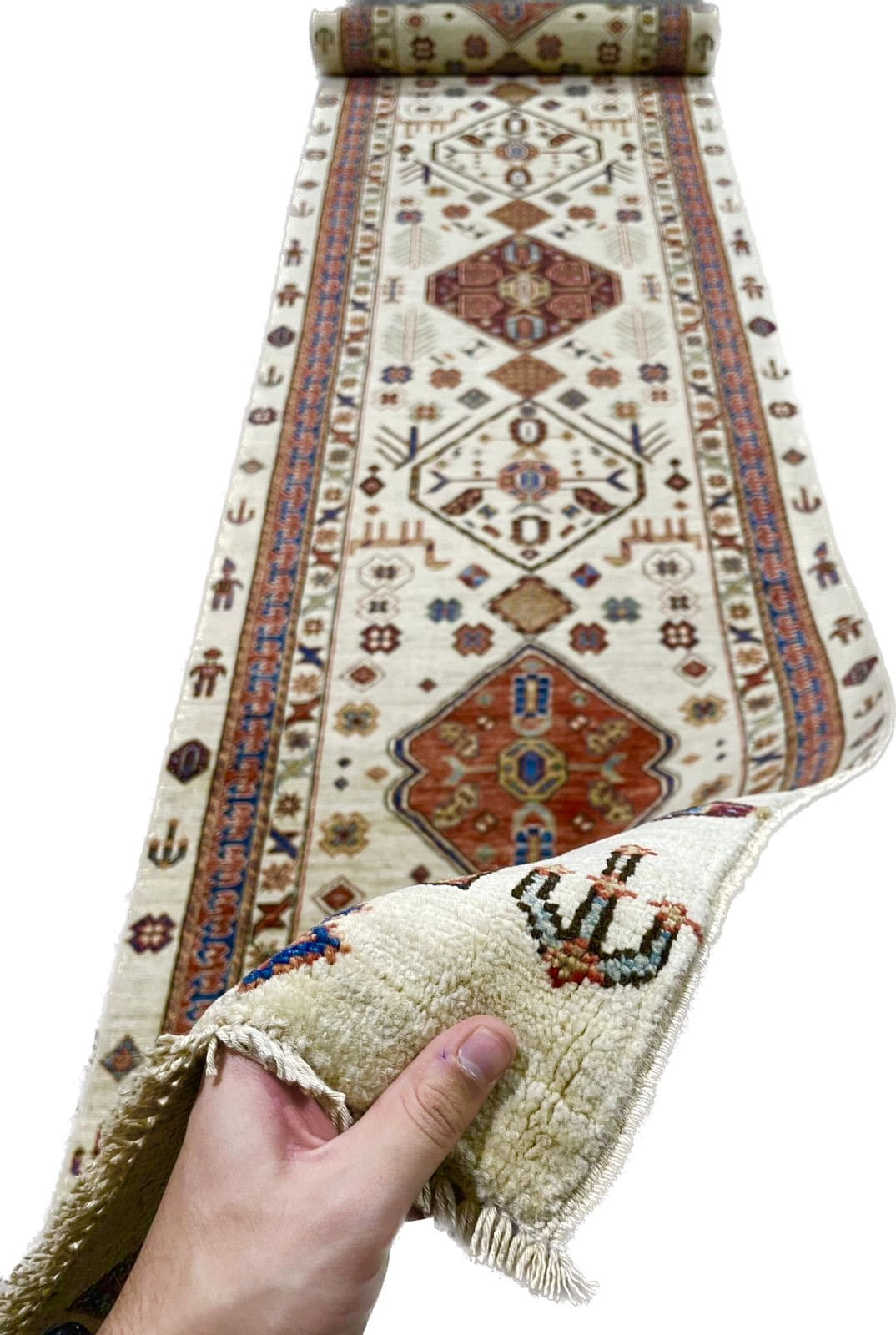 Afghan Turkaman weave Hall-Runner, 19th century Caucasian design 697x102cm | Rug# 26554