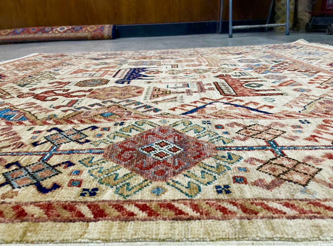Afghan Turkaman weave, 19th century Lion rug inspired 162x131cm | Rug# 26577