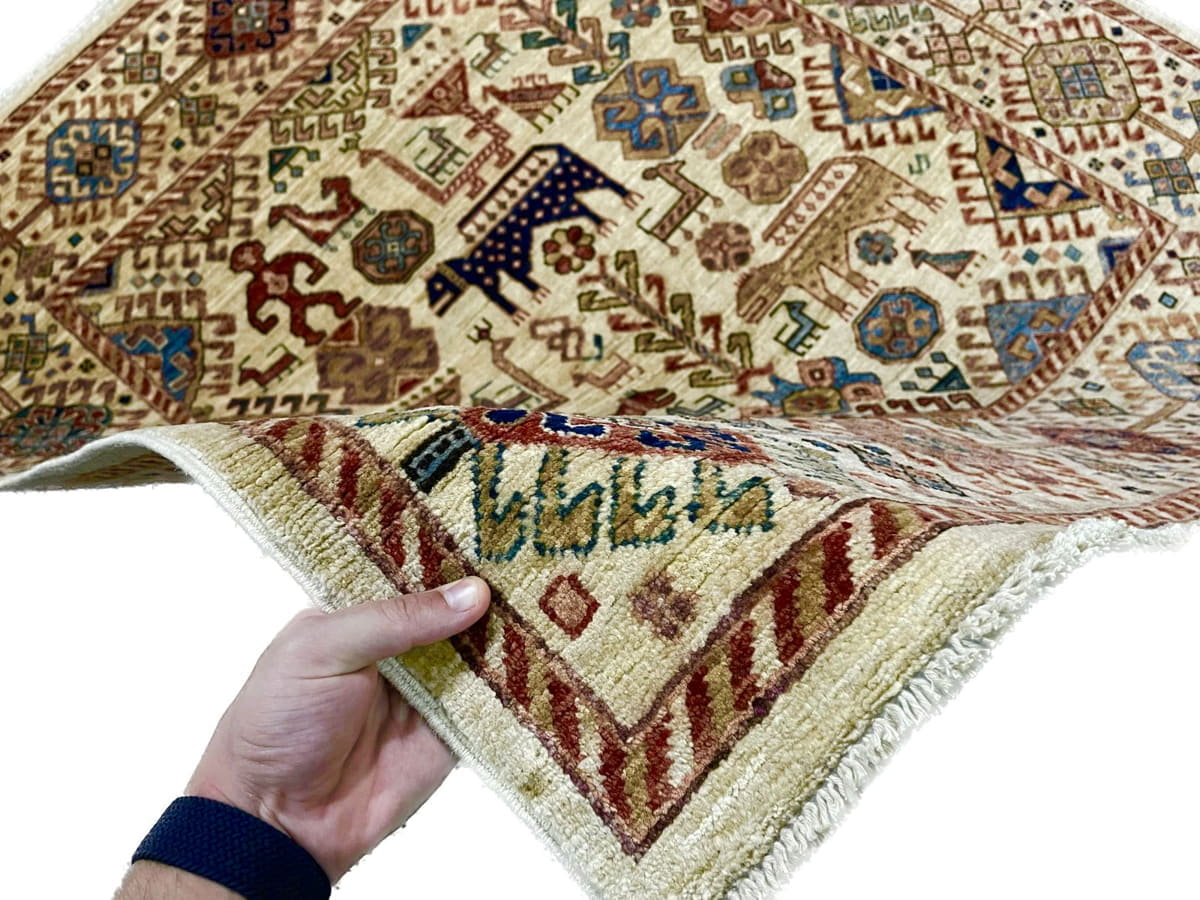 Afghan Turkaman weave, 19th century Lion rug inspired 162x131cm | Rug# 26577