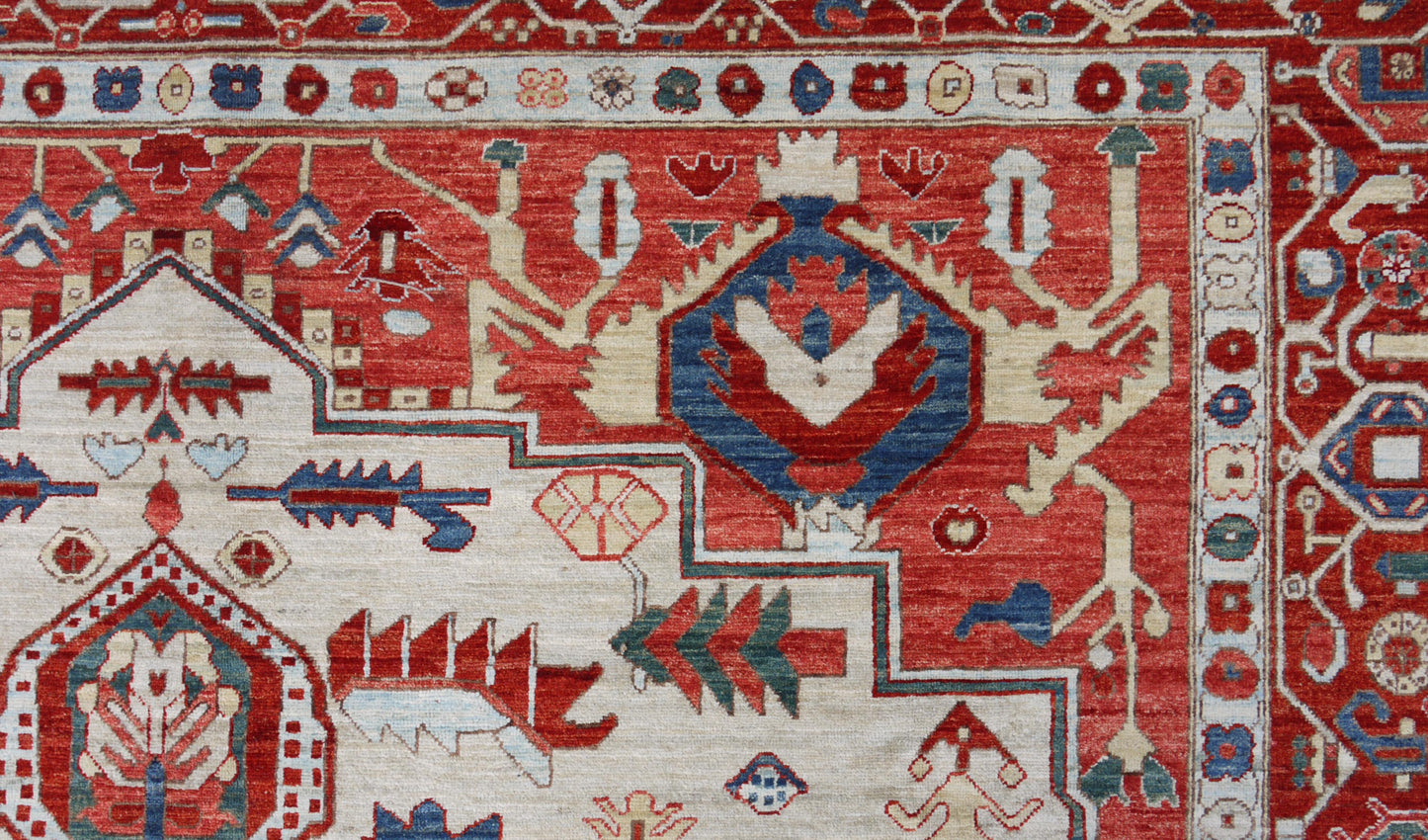 Afghan Turkaman weave, 19th century Serapi design 363x273cm | Rug# 26590
