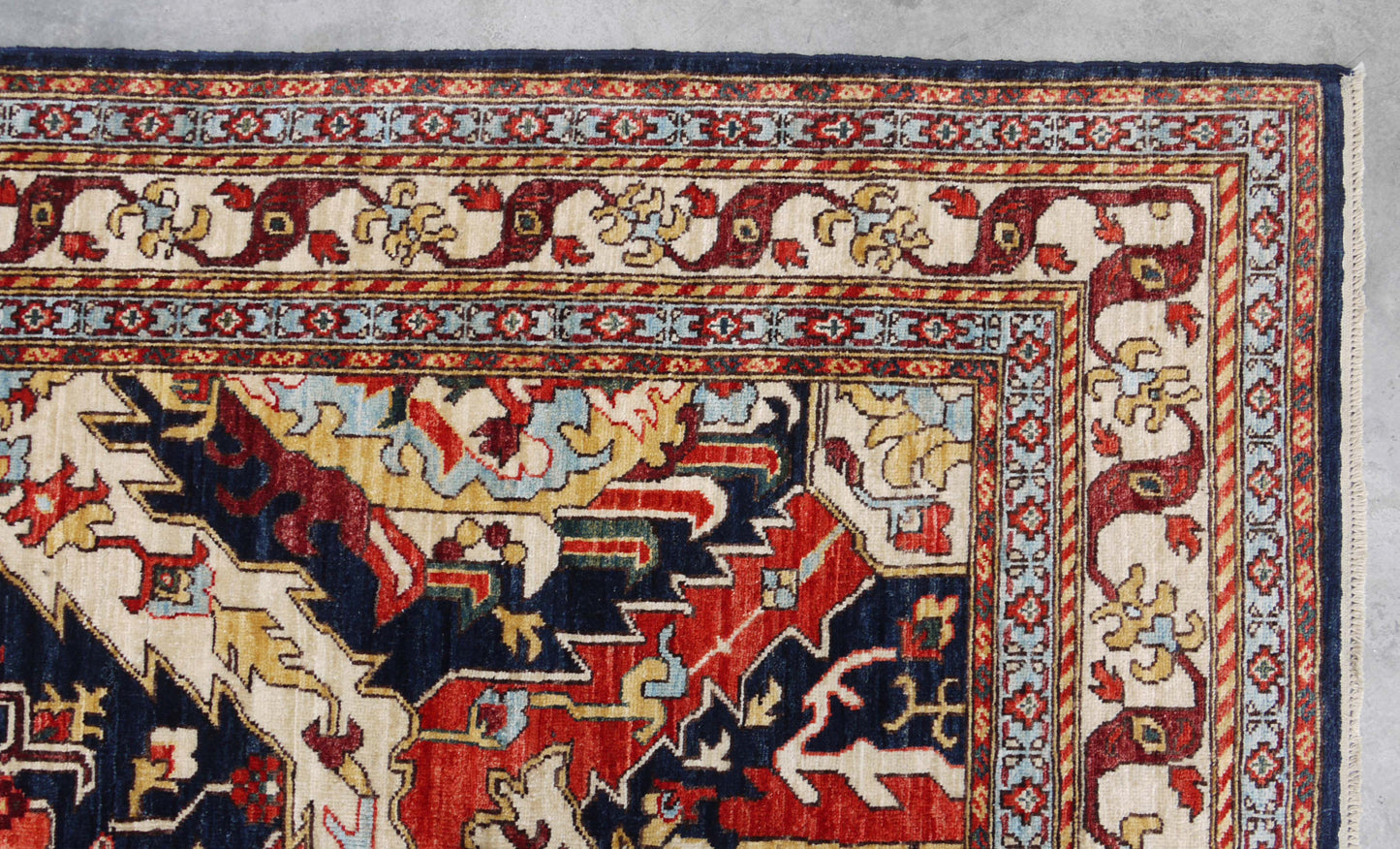 Afghan Turkaman weave, Famous 16th c Oushak design 431x202cm | Rug# 26607