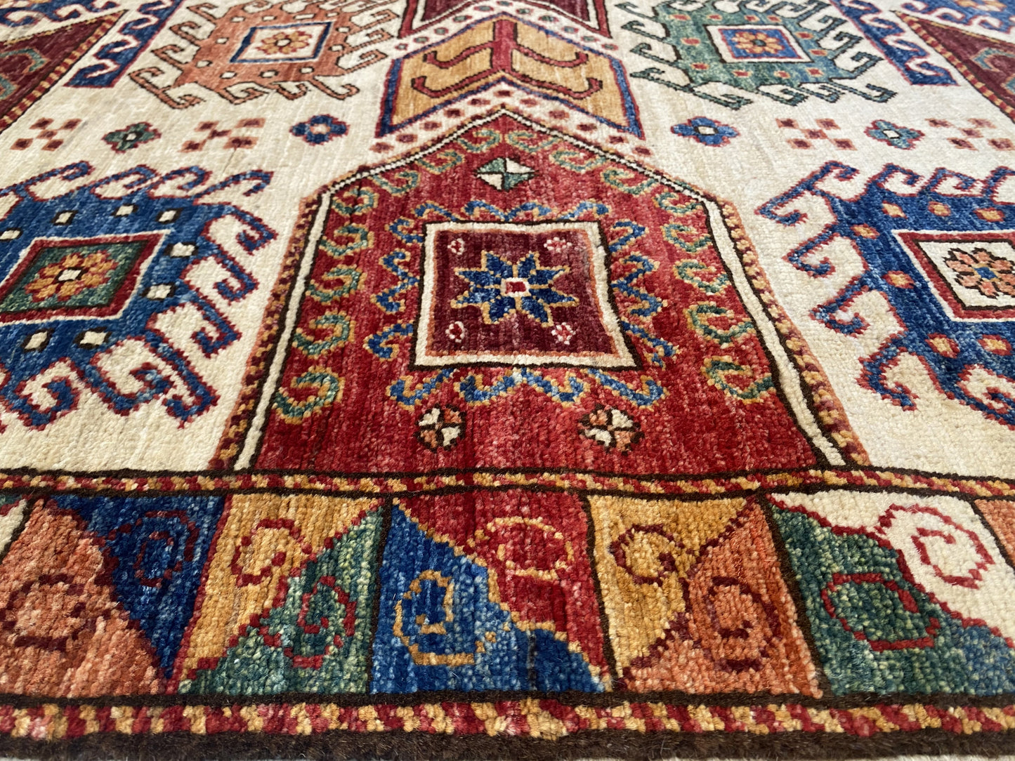 Afghan Turkaman weave, 19th century Kazak design 198x155cm | Rug# 26647