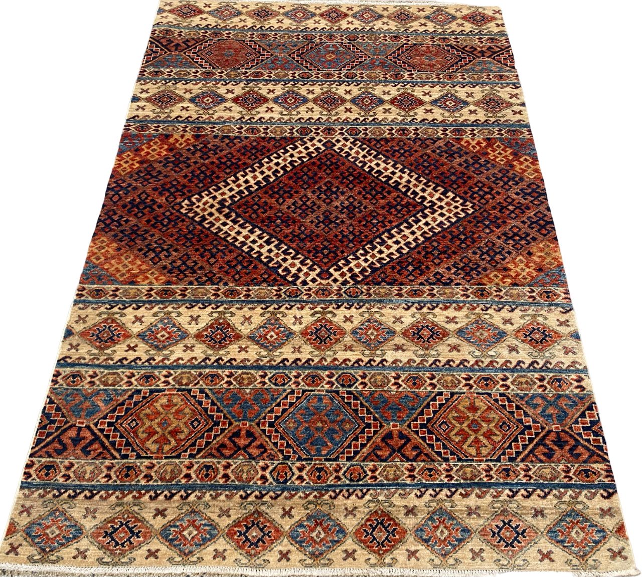 Afghan Turkaman weave 203x137cm, 19th century Khorjeen design | Rug# 26653