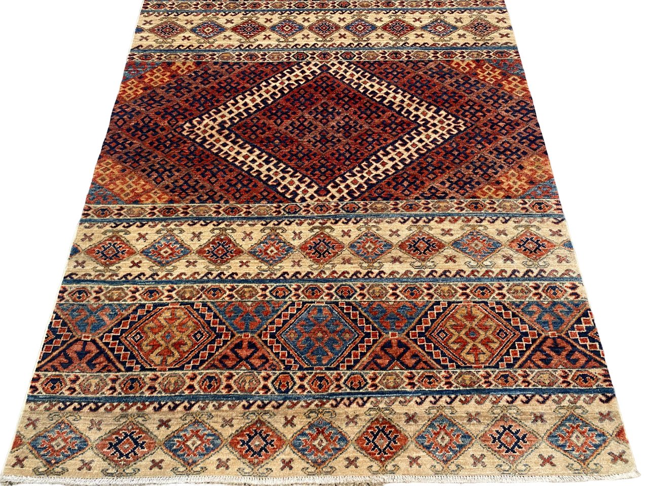 Afghan Turkaman weave 203x137cm, 19th century Khorjeen design | Rug# 26653