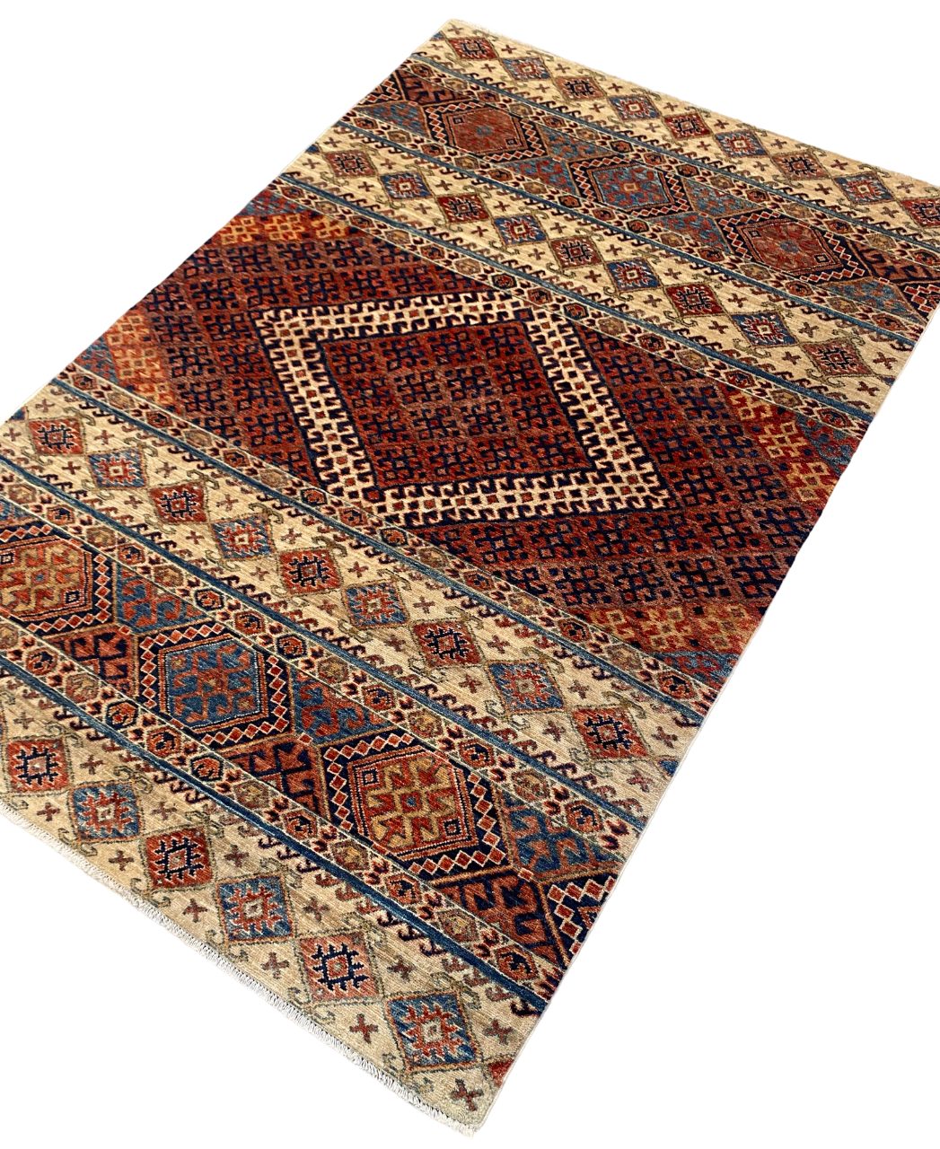 Afghan Turkaman weave 203x137cm, 19th century Khorjeen design | Rug# 26653