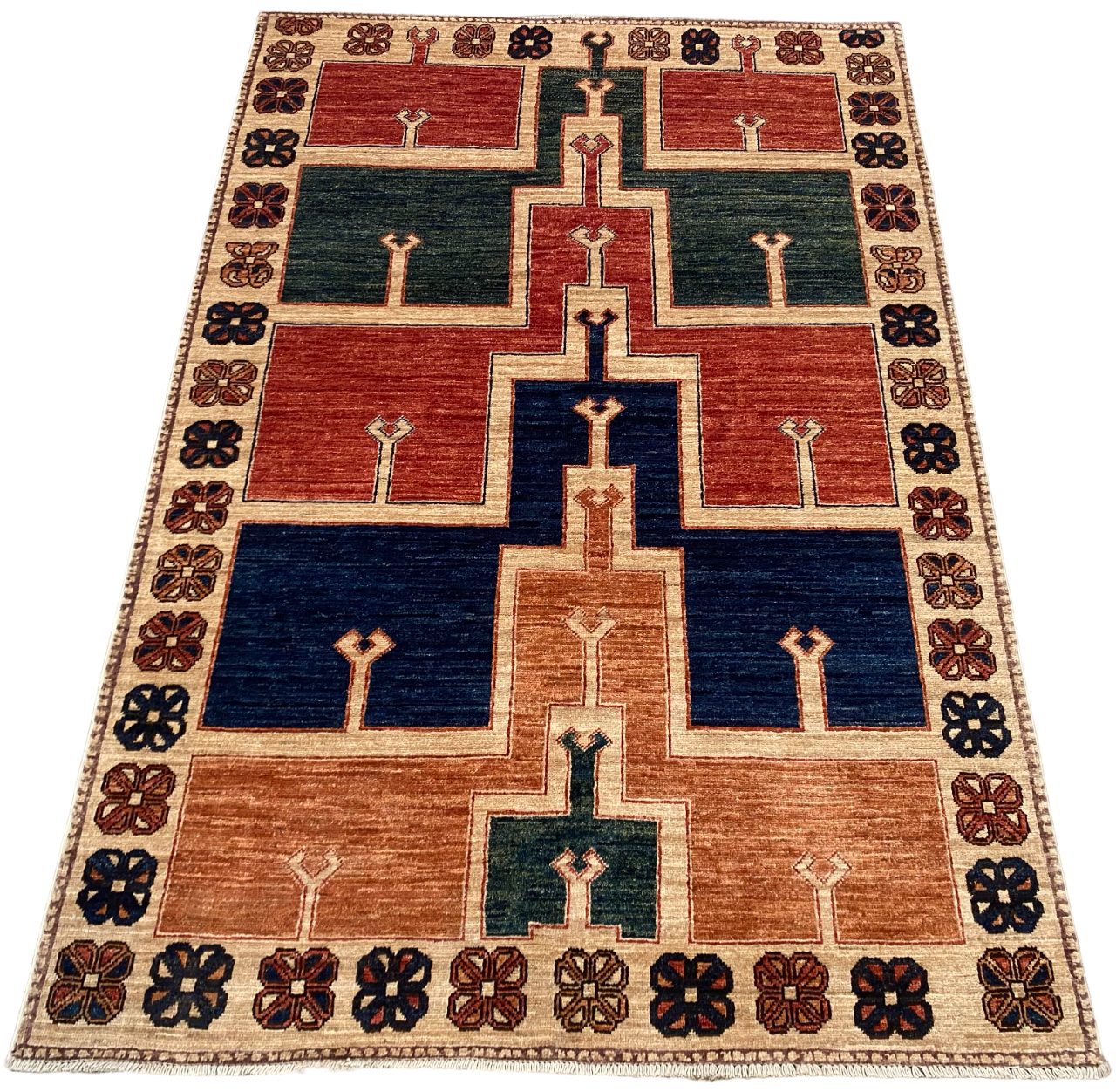 Afghan Turkaman weave, Anatolian Saff carpet, 183x125cm | Rug# 26654