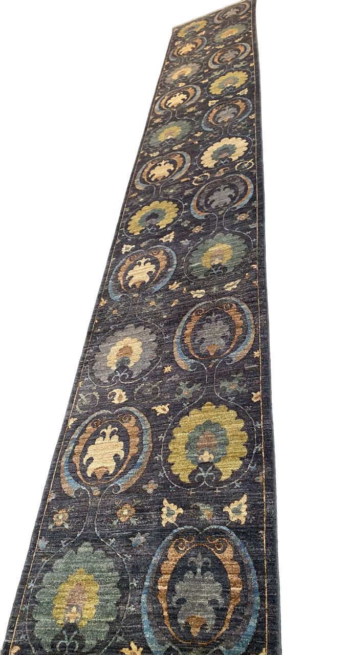 Turkaman weave Central Asia Suzani Design Hall runner, Afghanistan, 507x82cm | Rug# 26886