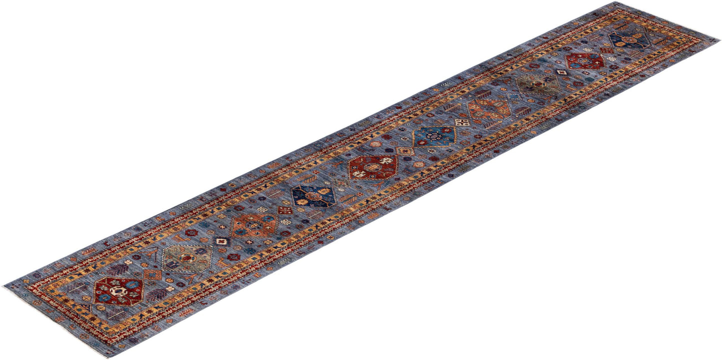 Afghan Turkaman weave, 19th-Century Heriz inspired 493x84cm | Rug# 26890