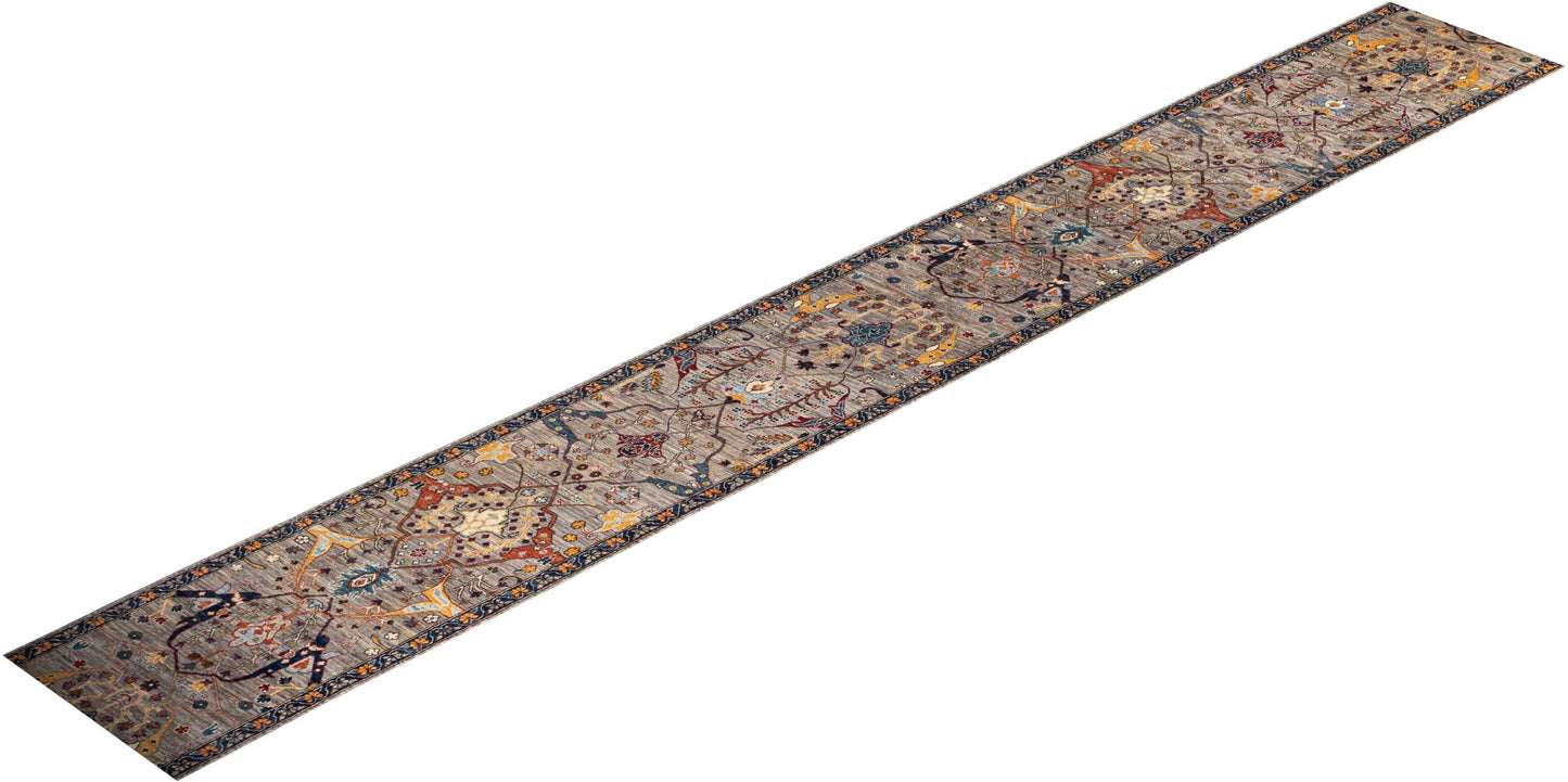 Custom-made Afghan runner in 16th-century Garous-Bijar design 861x79cm | Rug# 26891