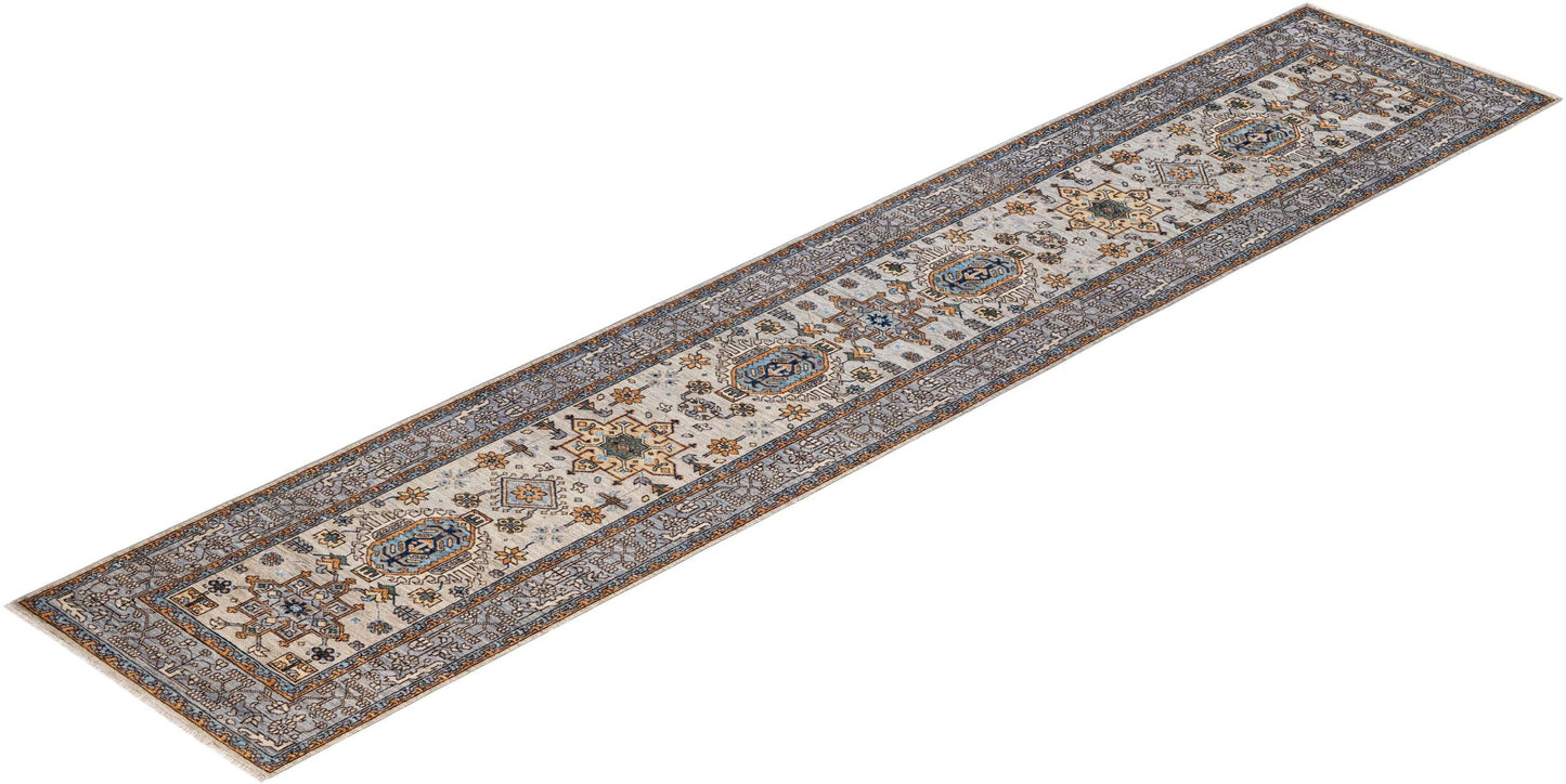 Afghan Turkaman weave in 19th-century Heriz design 415x82cm | Rug# 26892