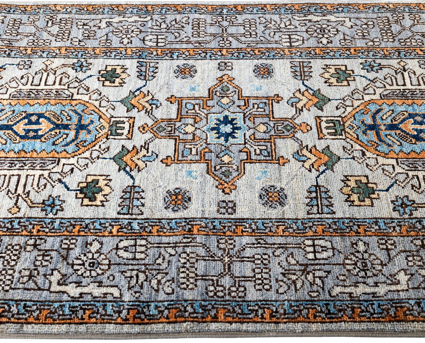 Afghan Turkaman weave in 19th-century Heriz design 415x82cm | Rug# 26892