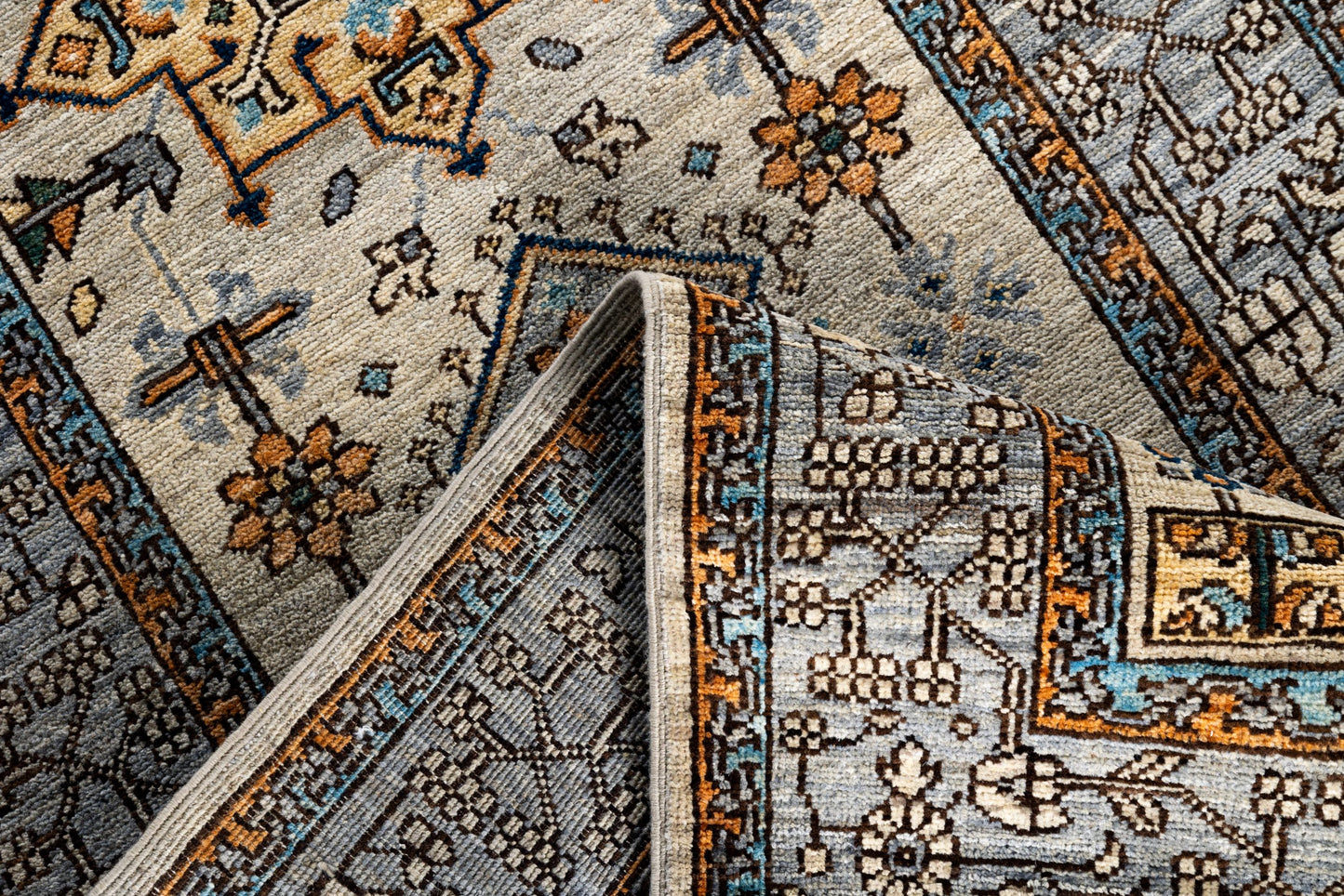 Afghan Turkaman weave in 19th-century Heriz design 415x82cm | Rug# 26892