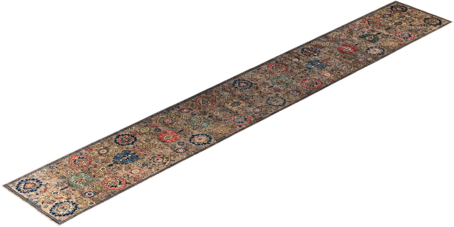 Afghan Turkaman weave in 16th-century Safavid design 583x90cm | Rug# 26895