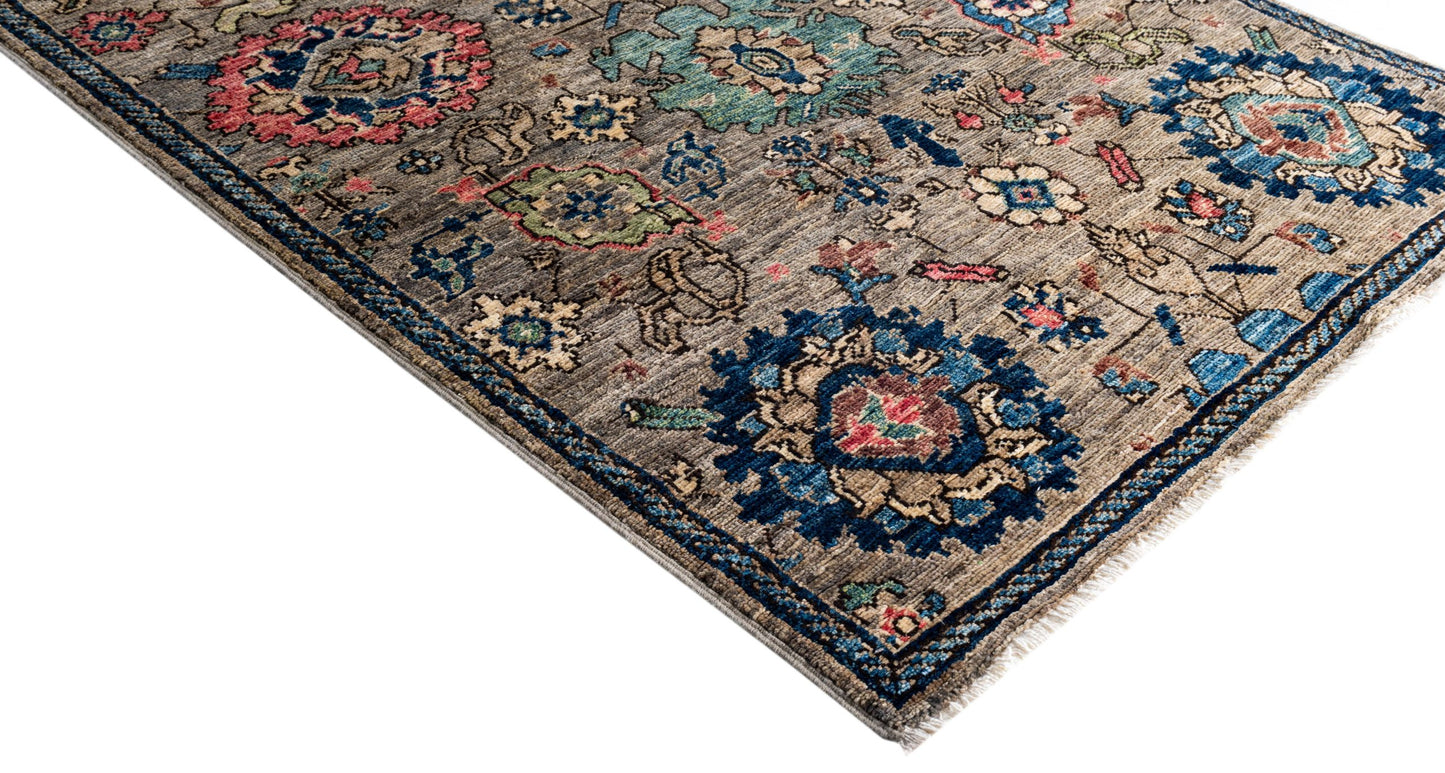 Afghan Turkaman weave in 16th-century Safavid design 583x90cm | Rug# 26895