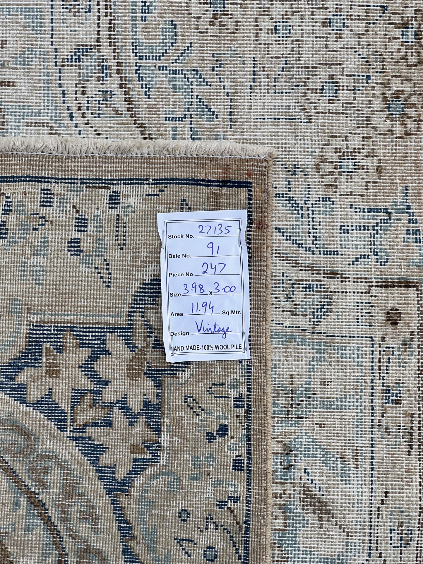 Vintage and Distressed Persian Tabriz rug 398x300cm | Rug# 27135