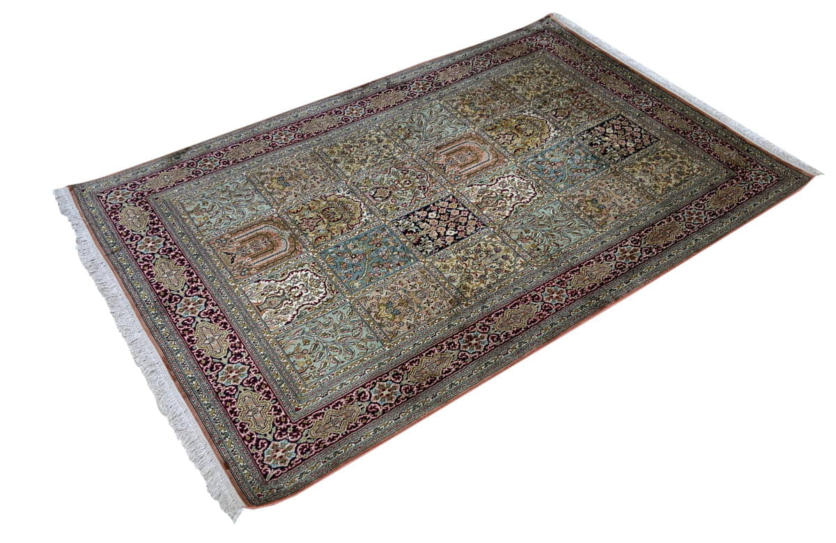 Kashmir pure Silk pile Rug 190x123cm | Rug# 31216