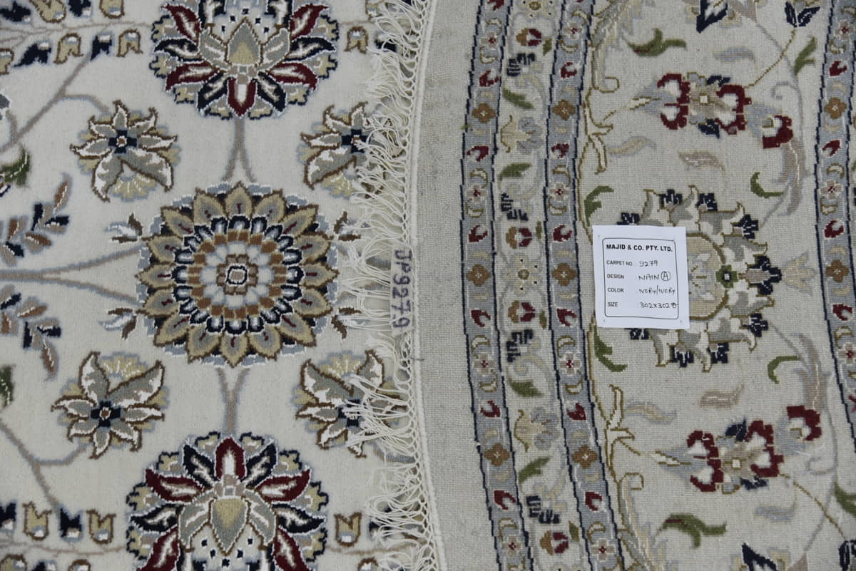 very fine Amritsar round carpet in Nain Design 302x302cm | Rug# 31252