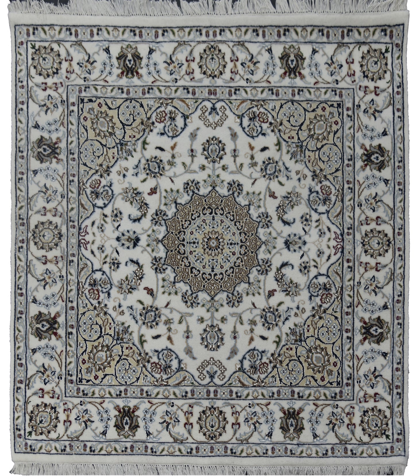 Very fine Amritsar Square rug in Nain Design 129x126cm | Rug# 31281