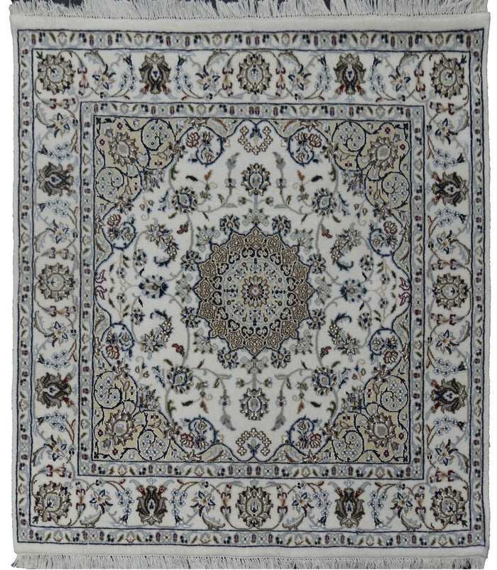 Very fine Amritsar Square rug in Nain Design 129x126cm | Rug# 31281