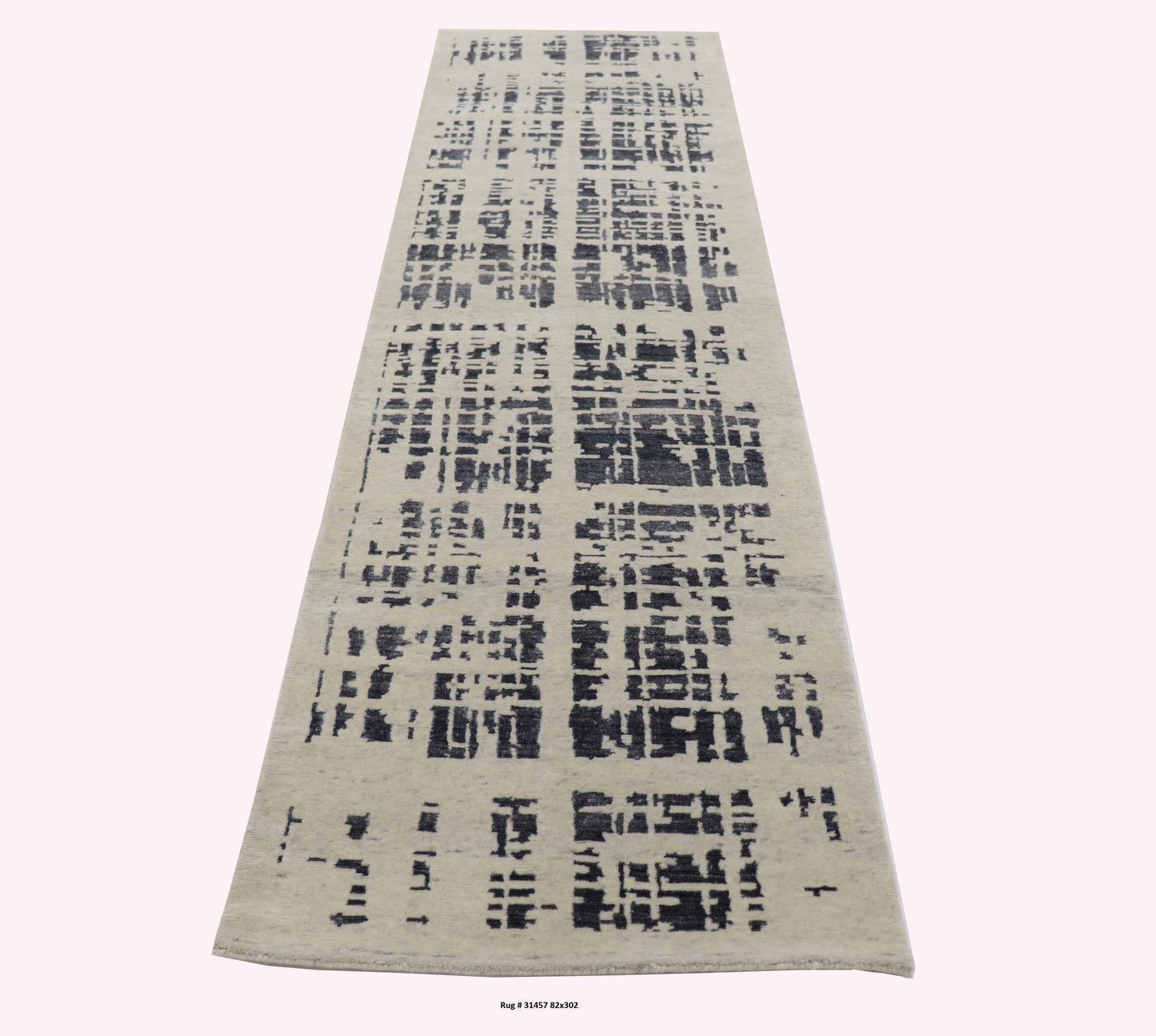 Hand-Knotted in Tibetan weave and in Modern design 302x82cm | Rug # 31457