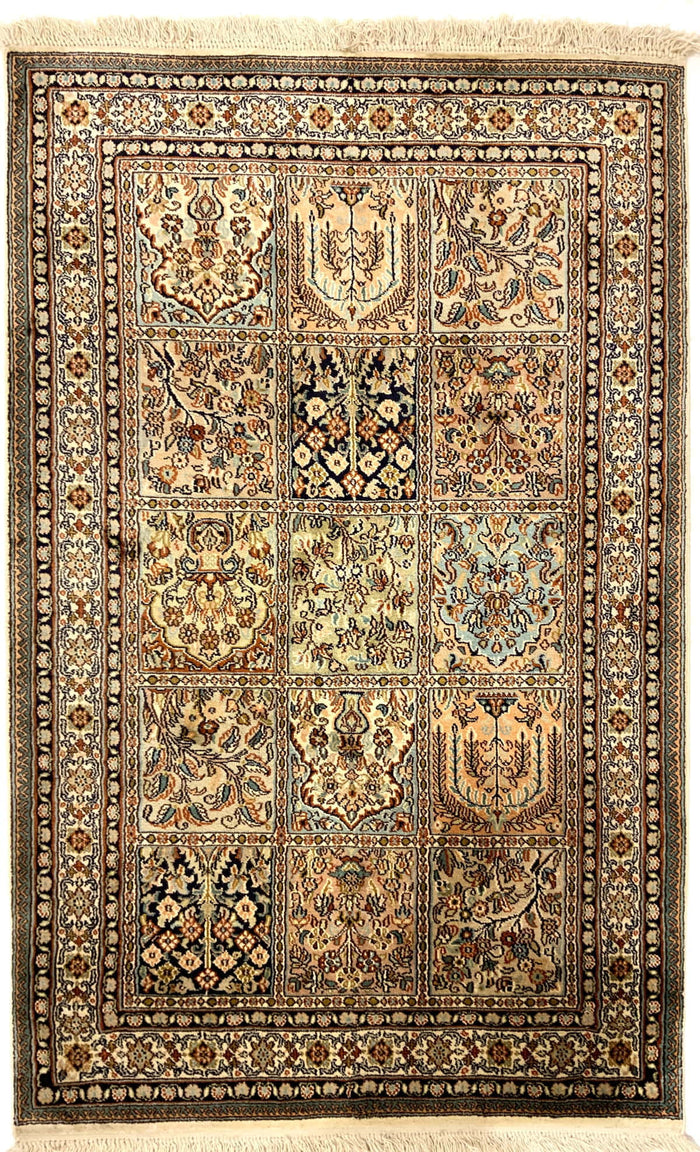 Srinagar Kashmir, pure silk pile,  125x80cm | Rug# 31600