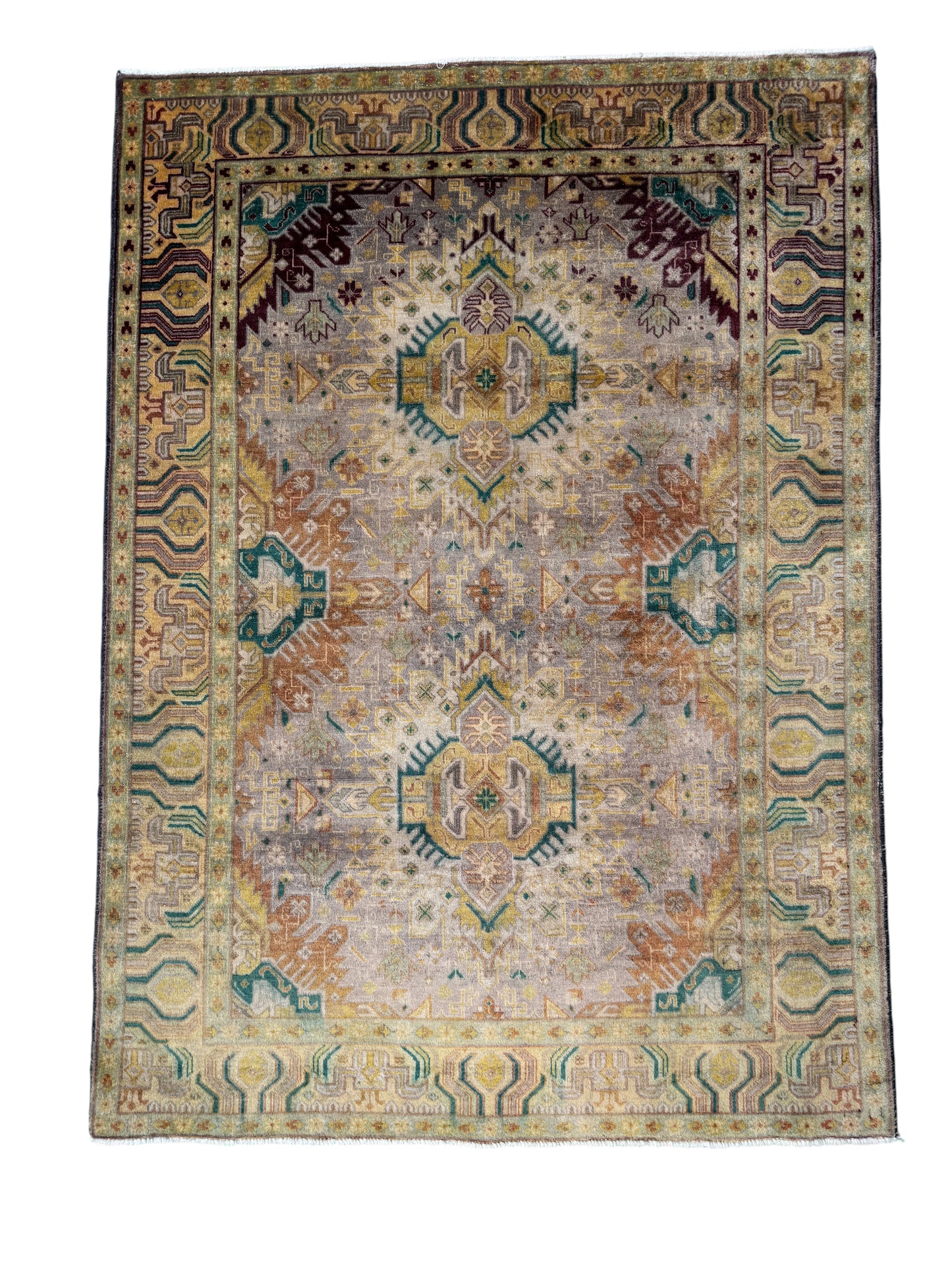 Hand knotted vintage Tabriz carpet 140x100 cm | Rug# 1481IR