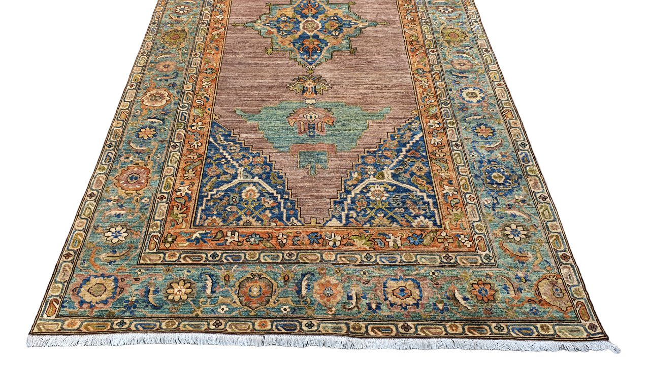 Afghan Turkaman weave, 16th century Oushak-inspired 350x179cm | Rug# 26723