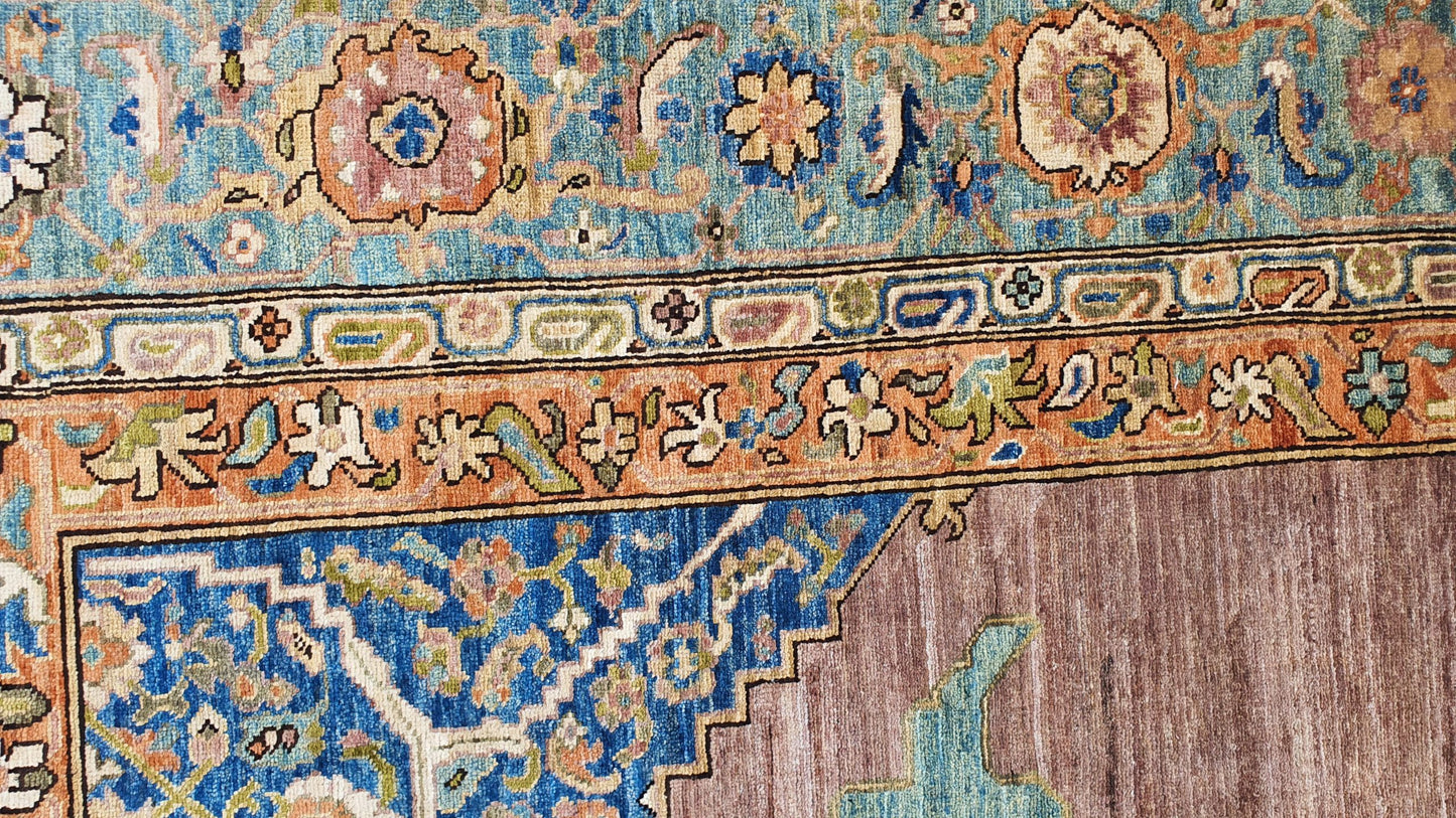 Afghan Turkaman weave, 16th century Oushak-inspired 350x179cm | Rug# 26723