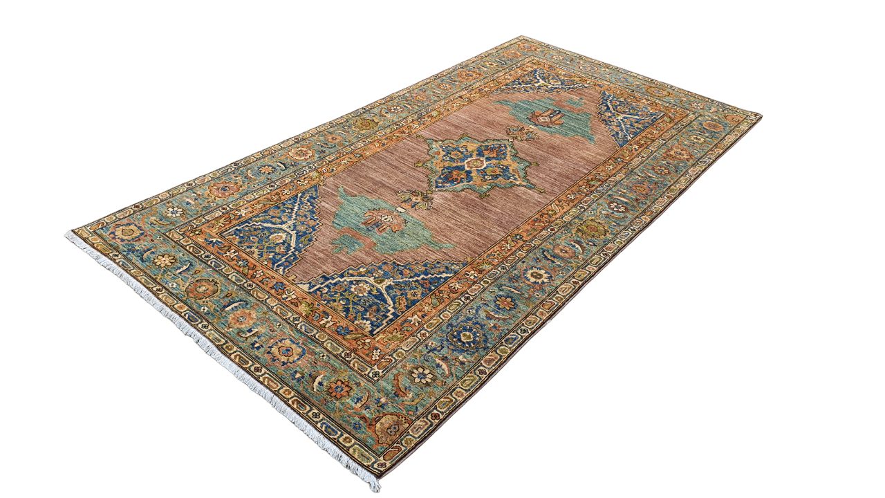 Afghan Turkaman weave, 16th century Oushak-inspired 350x179cm | Rug# 26723
