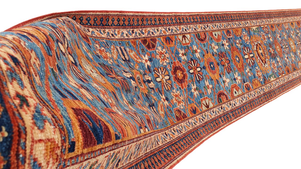 Afghan Turkaman hallway runner, 19th-century Kurdi-Varamin inspired, 588x89cm | Rug# 26724