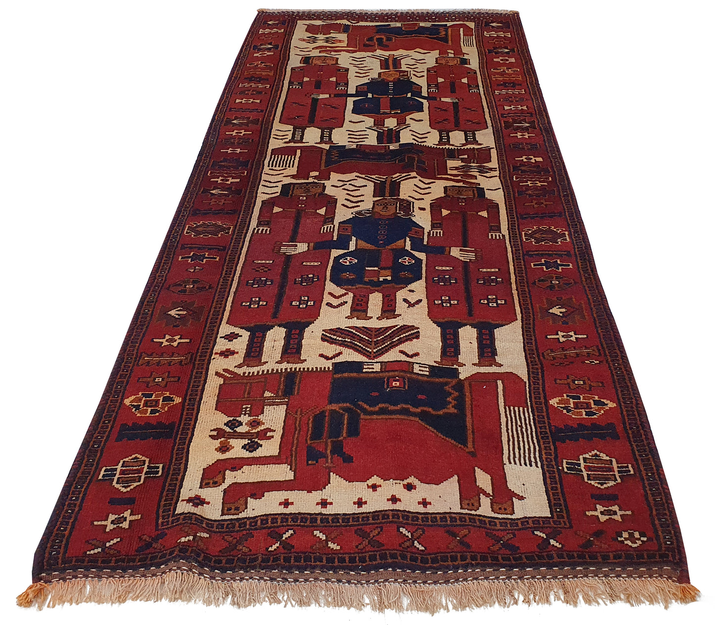 Nomadic Luri Day-Bed Pictorial, circa 1940, Persia, 334×133 cm | Rug# 1441