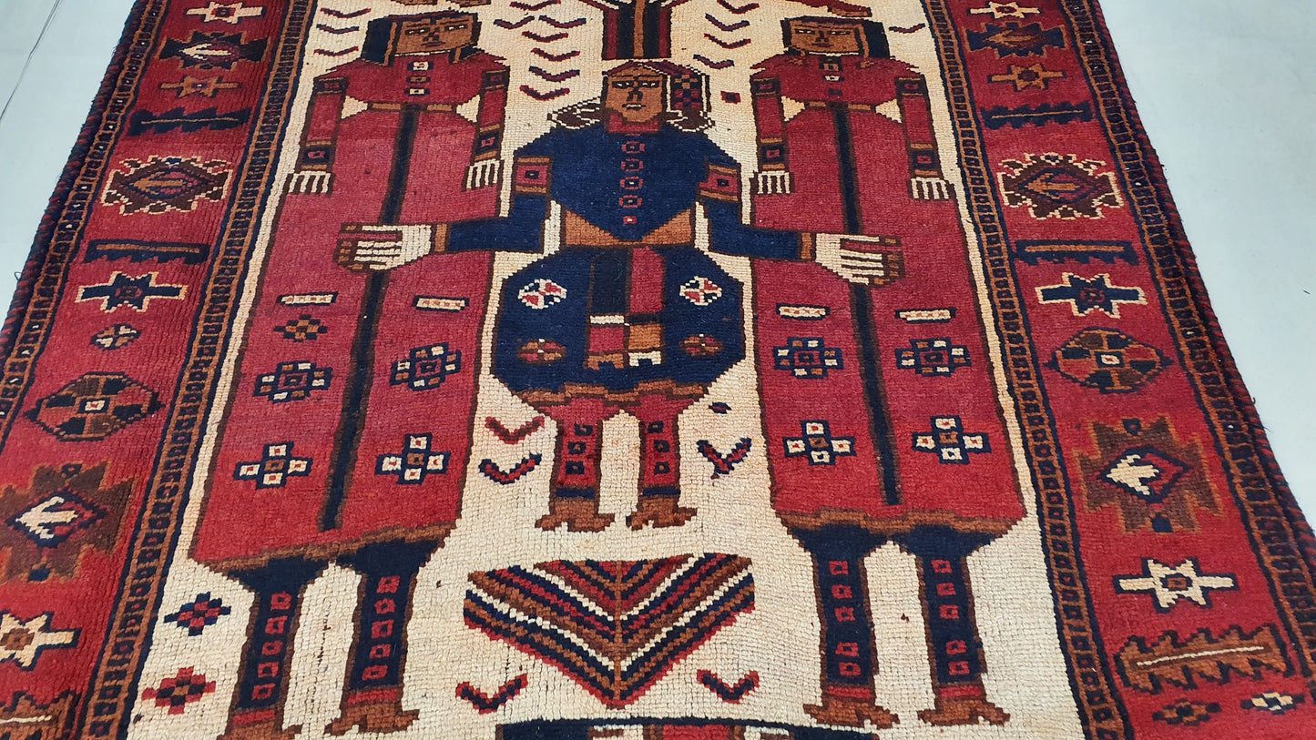Nomadic Luri Day-Bed Pictorial, circa 1940, Persia, 334×133 cm | Rug# 1441
