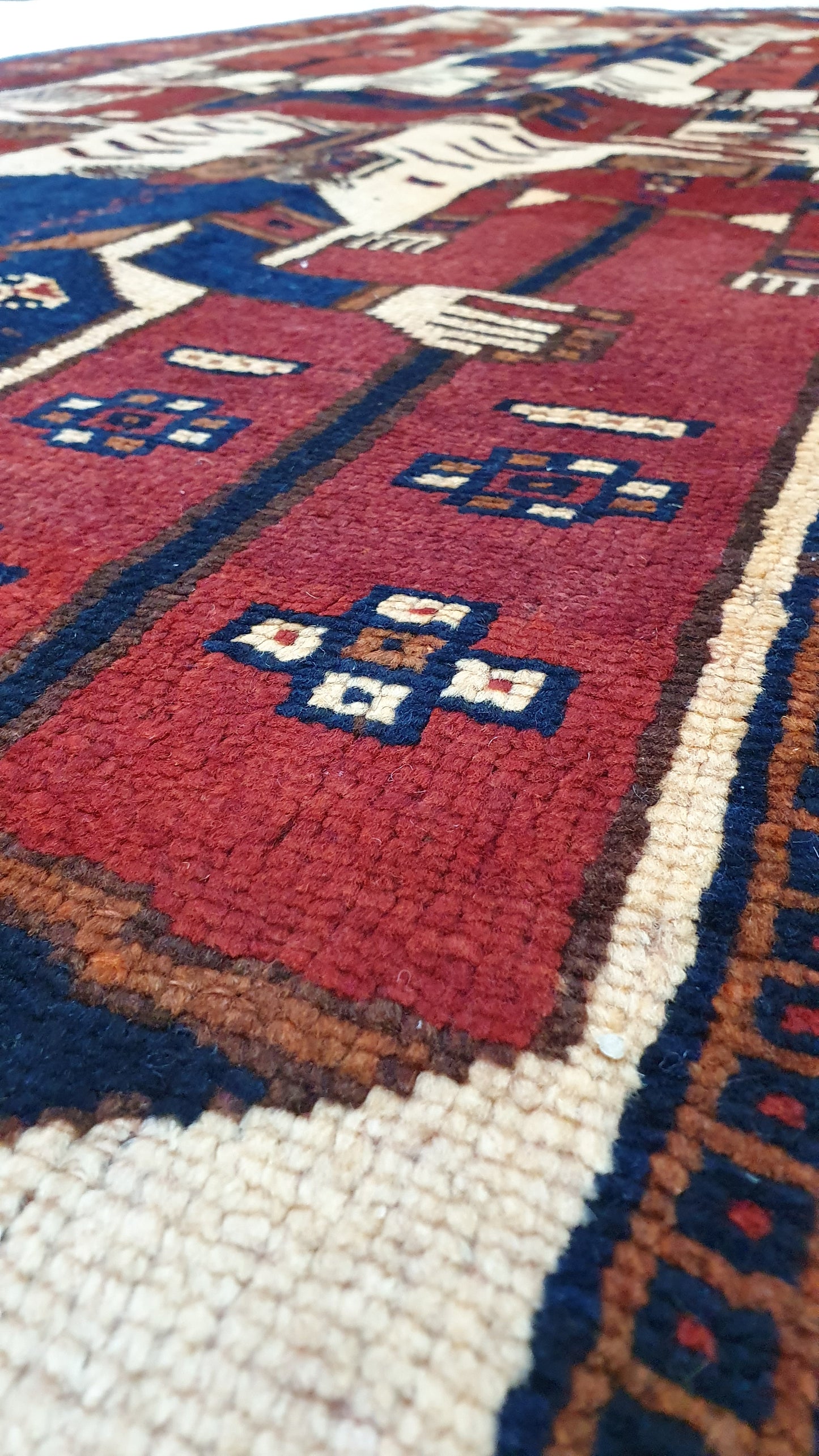 Nomadic Luri Day-Bed Pictorial, circa 1940, Persia, 334×133 cm | Rug# 1441