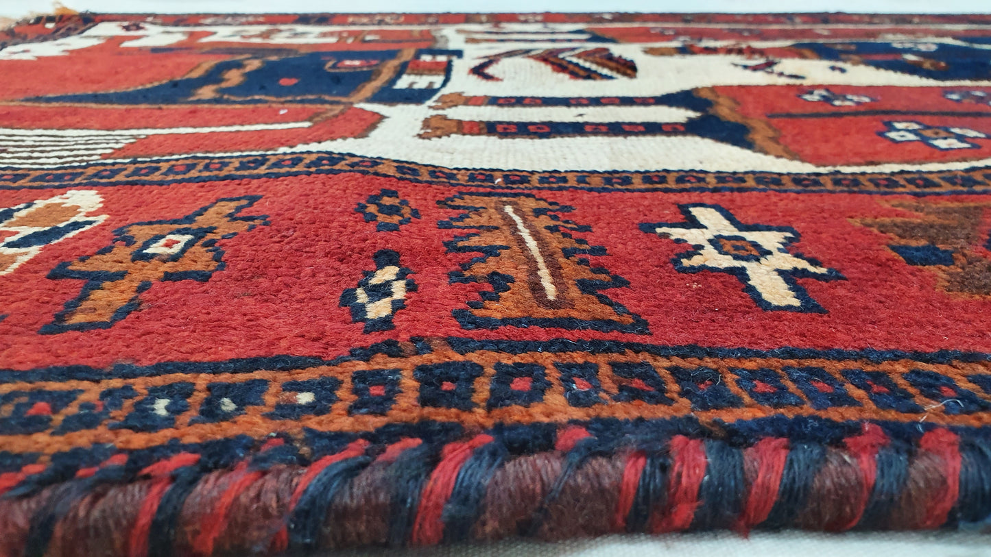 Nomadic Luri Day-Bed Pictorial, circa 1940, Persia, 334×133 cm | Rug# 1441