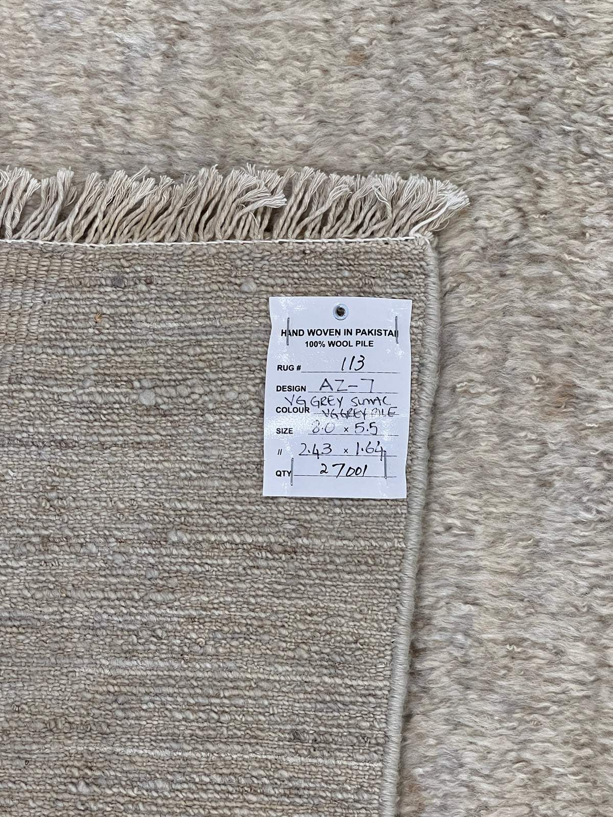 Custom-Made Modern Soumak & Knotted Pile Rug 243x165 cm | Rug# 27001