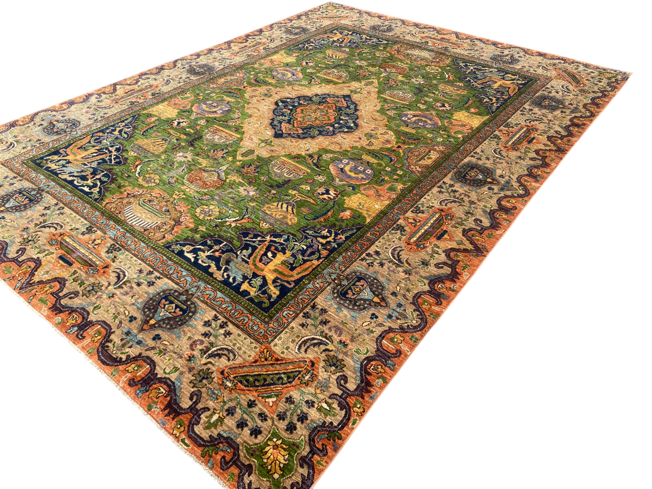 Turkmen weave Afghan, 19th century Persian design inspired 417x300cm | Rug# 27191