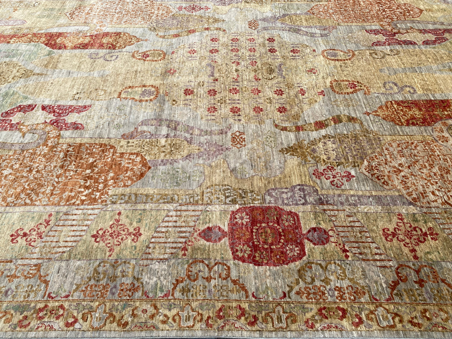 A unique Turkmen weave carpet, Transitional classic design 358x274 cm | Rug# 27198