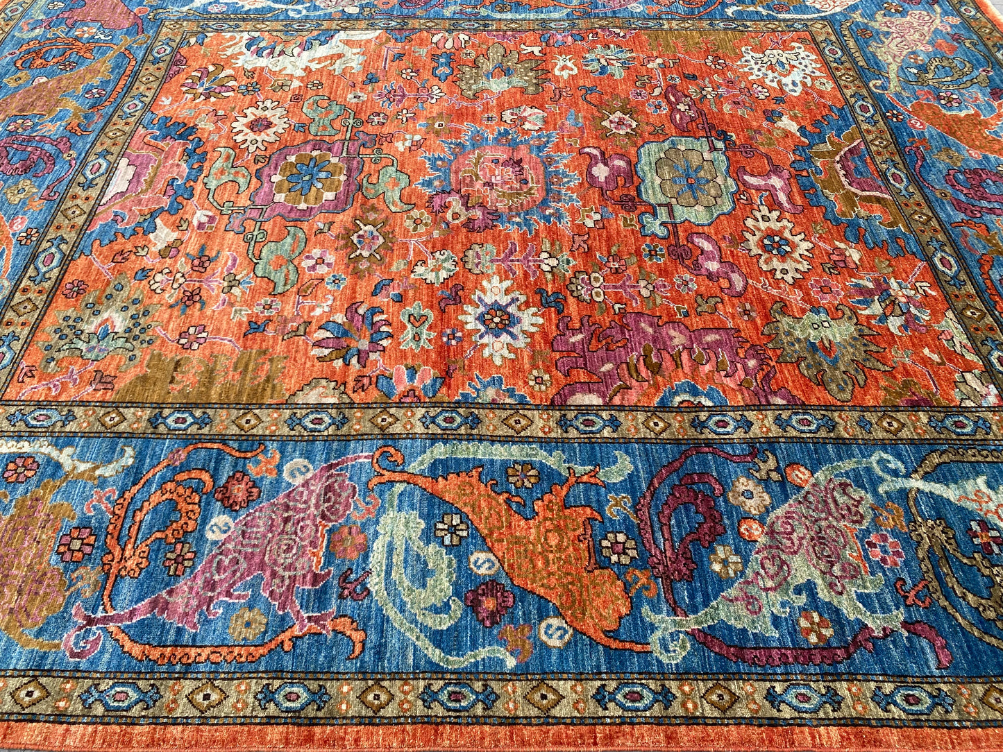 Turkmen weave Afghan,17th century Oushak inspired 298x244cm | Rug# 27201